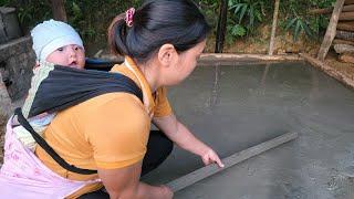 The mother and daughter went to pick plums to sell and rebuilt the water bridge with cement