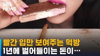 빨간 입만 보여주는 먹방 1년에 벌어들이는 돈이…  SBS  오클릭