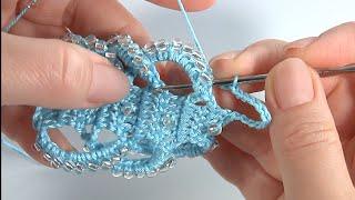 Magically Gentle and SIMPLE crochet RIBBON LACE crochet with BEADSAuthors design