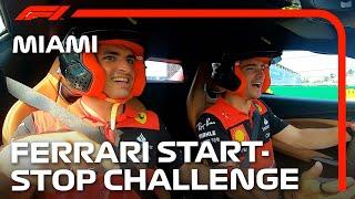 Ferraris Charles Leclerc and Carlos Sainz in the Hilarious Start-Stop Challenge