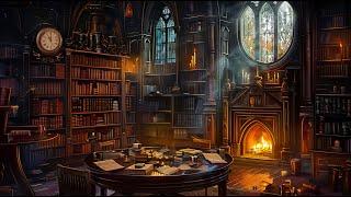 Cozy Medieval Library - Fireplace sounds for relaxing reading