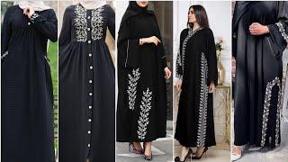 stylish black colour dubai abaya design  202024 modern abaya collection