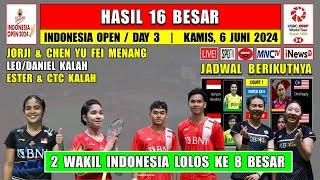 JORJI Menang LEODANIEL Kalah  Hasil 16 Besar Indonesia Open 2024 Hari Ini  2 Wakil Lolos 8 Besar