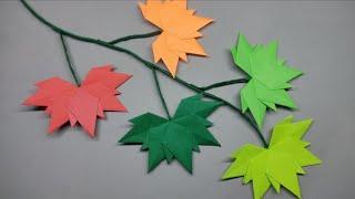 ORIGAMI MAPLE LEAF FOR WALL DECORATION Paper Autumn Leaves DIY Paper Leaves