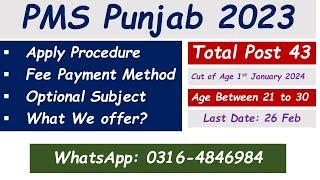 PMS Punjab 2023 Apply Method and Optional Subject Details  PPSC  PMS  2023