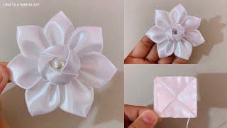 Ribbon flower making - how to make satin flower easy - Satin ribbon flower making easy - DIY Flower