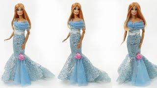 DIY Barbie Mermaid Dress  DIY Barbie Face Up  Barbie Makeover  Barbie Hacks  DIY Barbie Clothes