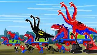 SPIDER DINOSAURS VS BATMAN DINOSAURS Saw wheels motorcycle vs trains The BEST of Dinosaurs FALLEN