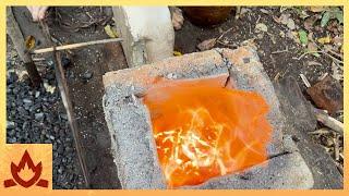 Primitive Technology One-Way Blower Iron Smelt & Forging Experiment