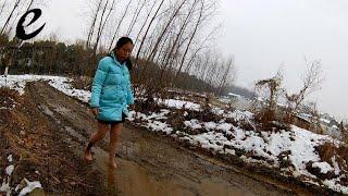 Playing with Snow and Stepping on Mud with Short Skirt