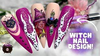 PURPLE HALLOWEEN WITCH NAIL ART DESIGN NAIL DECALS MADAM GLAM