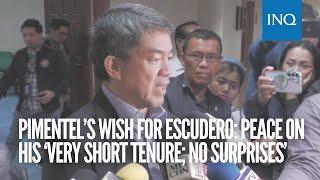Pimentel’s wish for Escudero Peace on his ‘very short tenure no surprises’