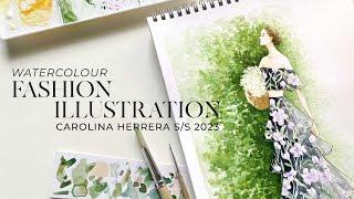 turning a runway look into a watercolor fashion illustration ️ calm art process