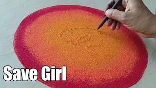 Womens day special meaningful rangoli  Save girl child rangoli Competition rangoli  8 march