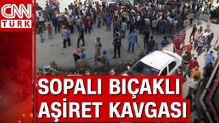 Şanlıurfada aşiret kavgası 200 kişi sopa ve bıçaklarla birbirine girdi 2 polis yaralandı