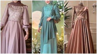 Inspirasi baju gamis satin kombinasi brokat