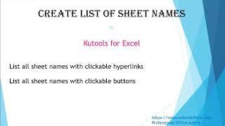 How To Create A Dynamic List Of Worksheet Names In Excel?