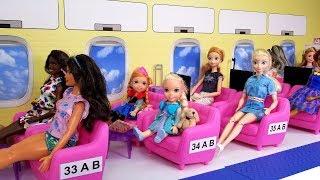 Airplane  Elsa and Anna toddlers in Barbie’s plane - vacation trip