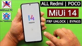 All RedmiPoco Miui 14 FRP UnlockBypass Google Account Lock Without PC  Without Second Space 2023