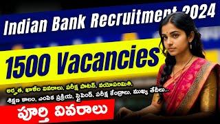 Indian Bank Recruitment 2024  Indian Bank Apprentice Recruitment 2024 For 1500 Posts