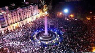 Drone Shots Show Tbilisi Filled With Saakashvili Supporters