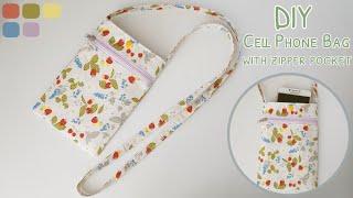 How to sew a cell phone bag with zipper pocket  diy cell phone purse bag  cell phone bag sewing