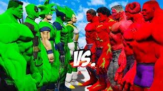 TEAM RED HULK vs TEAM GREEN HULK DEADPOOL GOKU WOLVERINE VEGETA - EPIC SUPERHEROES WAR