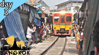 PASAR REL KERETA API THAILAND  MAEKLONG TRAIN MARKET BANGKOK