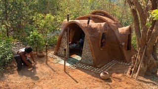 Build most beautiful Mud House Ancient primitive style  Primitive Technology  Building Skill