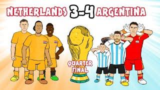 Argentina BEAT Netherlands on penalties World Cup 2022 Cartoon Messi 2-2 4-3 Goals Highlights