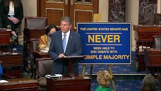 Sen. Joe Manchin speaks from the Senate floor on filibuster rule