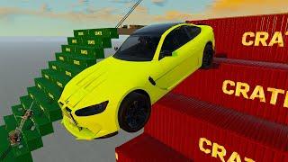 Cars VS High CRATE STAIR CASE Jump Ramp #1 - BeamNg Drive