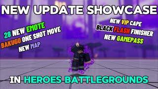 NEW UPDATE SHOWCASE IN HEROES BATTLEGROUNDS - New Emotes and more-Roblox Heroes Battlegrounds
