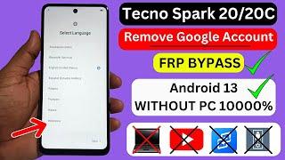 Tecno Spark 2020c Frp Bypass Without Pc Android 13  Tecno BG7 Remove Google Account After Reset