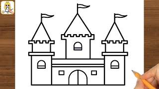 How to Draw Castle Step by Step  Easy Castle Drawing  Castle Tutorial for Beginners