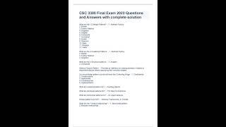 CSC 3380 Final Exam 2023 Questions and Answers with complete solution