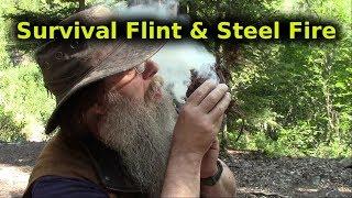 Survival Flint And Steel Fire Lighting Method
