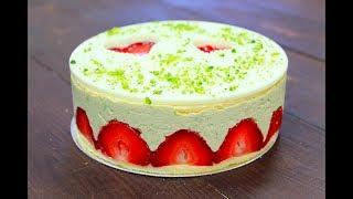 Торт Фрезье  Фисташковый  Strawberry Fraisier Cake with Pistachios