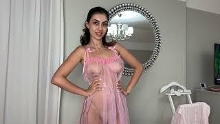 Transparent Lingerie Try on Haul  No Bra  Beginner Skinny Model in Transparent Clothe