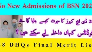 28 DHQs final merit list  final display date  BSN new admissions 2022  28 dhqs mew admissions