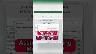 Highlight Failed Subjects in Excel using Conditional Formatting