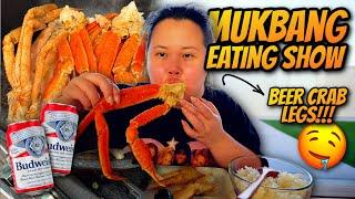 Giant CRAB LEGS SEAFOOD BOIL Mukbang 먹방 Cooking Recipe + Eating Show *20 Minute Easy Recipe*