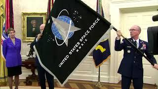 Trump unveils U.S. Space Force official flag