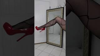 red heels patterned pantyhose latex dress ootd ️ #tights #latex #ootd