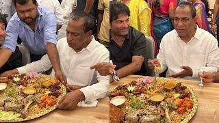 MALLA REDDY EATING BIGGEST MANDI  Minister Malla Reddy  Eating Mandi At Kompally