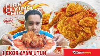 VIRAL MUKBANG FIRE FLYING CHICKEN RICHEESE FACTORY TERBARU 1 EKOR AYAM UTUH