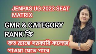 JENPAS UG 2023 Seat matrixGMR & CATEGORY RANK JENPAS 2023Marks vs RankJENPAS Govt college Seat