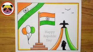 Republic Day Drawing  How to Draw Republic Day Easy Step By Step  Republic Day Poster Drawing
