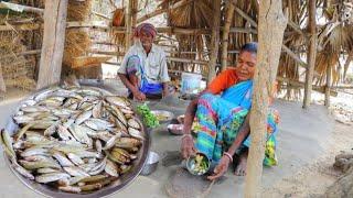 small fish curry with palong Shak cooking&eating by our santali tribe grand maa