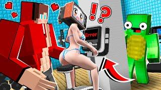 PUMPED UP JJ Met FITNES TV WOMAN SWIMSUIT JJ FELL in LOVE with a TV WOMAN BIKINI Minecraft - Maizen